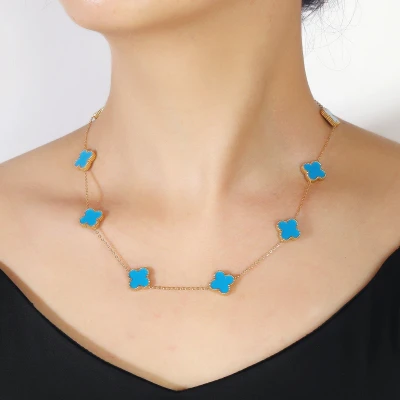 Collier Trèfle Bleu Ciel Vintage Alhambra